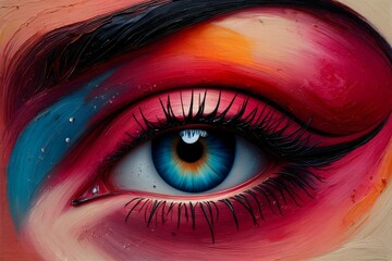 Vibrant Abstract Eye Portrait - Artistic Makeup and Color