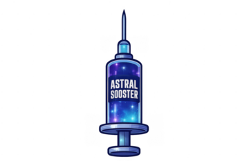 Syringe with astral booster space galaxy concept