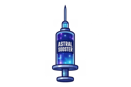 Syringe with astral booster space galaxy concept