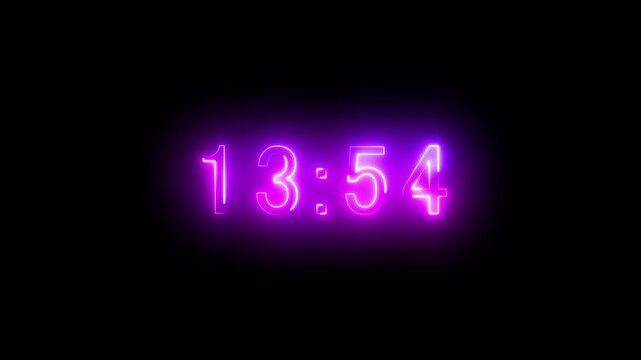  Animation of glowing neon icon ,14 minute to 13 countdown timer. 