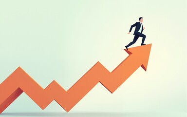 Business arrow concept with businessman on arrow flying to success. grow chart up increase profit sales and investment. background vector. High quality