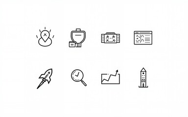 startup business icon set. Outline Icon Collection. Editable stroke. Vector illustration. High quality