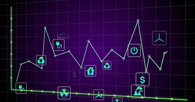 Showing jagged cyan-teal line rising and falling above green baseline on screen, showing teal icons