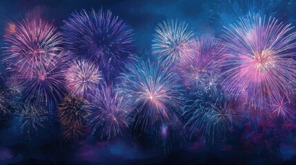 Silvester 2026 New year New Year's Eve Party, new years eve background banner panorama long- firework fireworks on rustic dark blue night sky texture