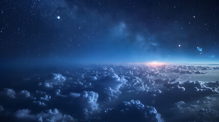 Fototapeta premium aerial view from sky at night starry sky glowing