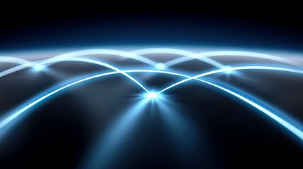 Abstract glowing blue lines connect bright points against a dark, futuristic background, suggesting a digital network or data flow.