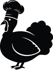 Chef turkey silhouette wearing a tall chef hat