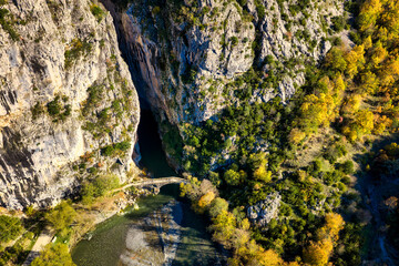 Portitsa Stone Bridge in Autumn Gorge