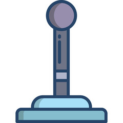 Retro Arcade Joystick With Blue Base and Purple Top In Flat Design Style