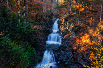 Boulouvaros Waterfalls in Autumn Forest
