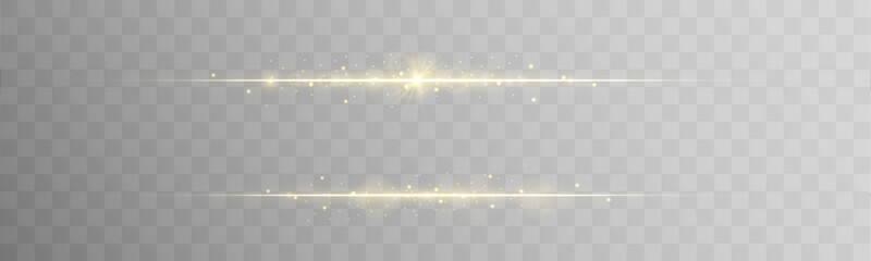 A thin gold sunbeam line glows with polished shimmer and transparent radiant depth. Sparkle points float gently beside the beam. The effect highlights compositions with warm elegant shine. © Strongstock03