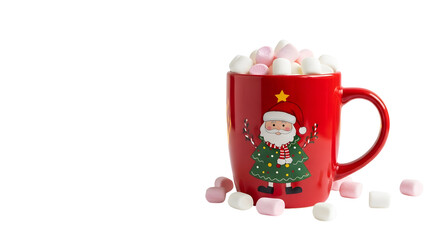 Warm and Inviting Christmas Cocoa Delight with Sweet Marshmallows in a Cheerful Santa Claus Holiday Mug, Perfect for Winter Comfort