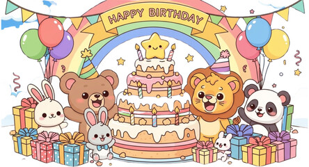 Fototapeta premium set of birthday elements