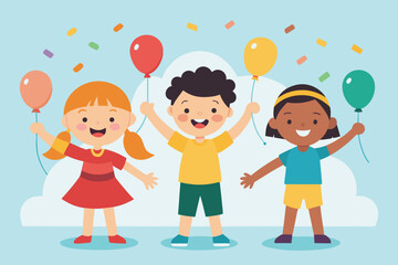 Children’s Day Celebration with Happy Kids in Vibrant Vector Style