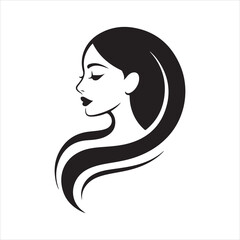 Woman Face Silhouette | Beauty Salon Logo | Female Hairstyle Vector