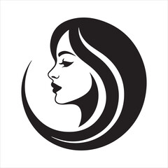 Woman Face Silhouette | Beauty Salon Logo | Female Hairstyle Vector