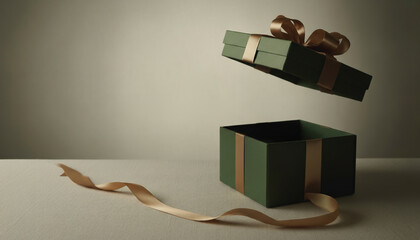 Beautifully decorated box tied with ribbon and bow, delivering happiness.
