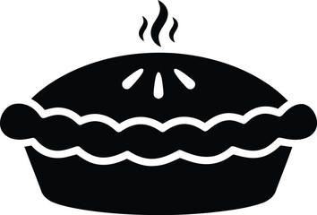 Black silhouette of a hot steaming pie