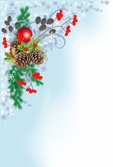 composition with twigs and a bauble for Christmas
