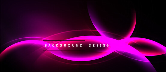 Abstract pink waves over black background. Modern design element, suitable for banners, presentations, digital art. Smooth gradients create dynamic visual effect.