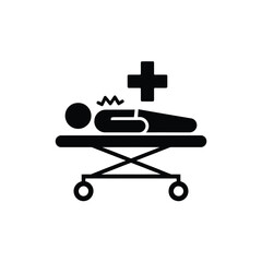 Medical emergency patient on stretcher with health symbol