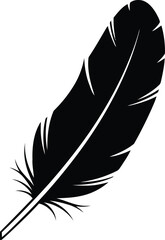 Black feather silhouette isolated on white background