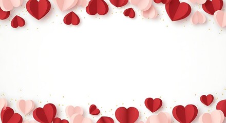 Valentine Heart Border Paper Cut Background – Romantic Pink and Red Frame