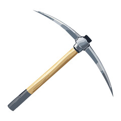 Modern Pickaxe Design with Sleek Gray Metal Head and Dark Brown Wooden Handle for Industry
