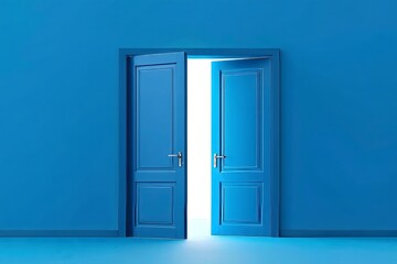 Open Blue Door - Symbol of Opportunity and New Beginnings