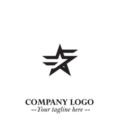 Obraz premium Minimalist Star Logo Symbol in Black on White Background – Modern Vector Shape for Branding & Design