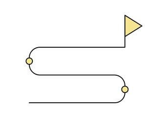 Animation of a route and destination points. Vector illustration.