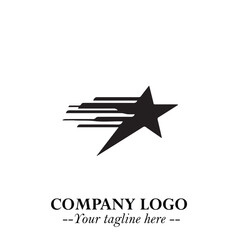 Obraz premium Minimalist Star Logo Symbol in Black on White Background – Modern Vector Shape for Branding & Design