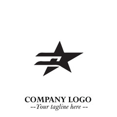 Obraz premium Minimalist Star Logo Symbol in Black on White Background – Modern Vector Shape for Branding & Design