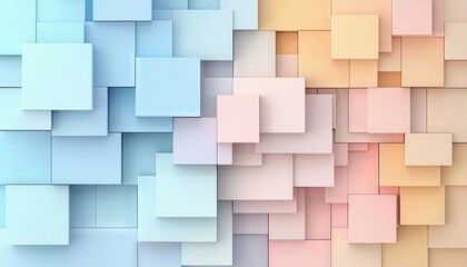 A textured background composed of overlapping pastel-colored cubes in shades of blue, pink, and yellow, with soft lighting creating a gentle gradient effect.
