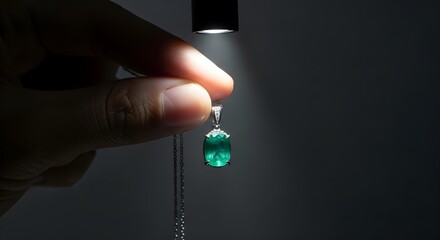 Emerald pendant necklace luxury jewelry close-up