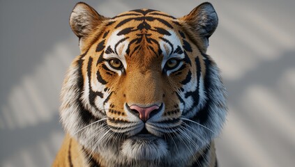 Fierce bengal tiger face portrait with piercing golden eyes