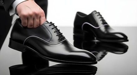 Elegant black leather dress shoes for men fashion