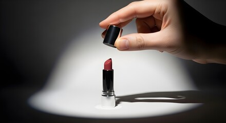 Elegant lipstick presentation for beauty ads
