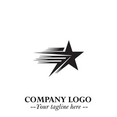 Obraz premium Minimalist Star Logo Symbol in Black on White Background – Modern Vector Shape for Branding & Design