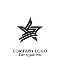 Obraz premium Minimalist Star Logo Symbol in Black on White Background – Modern Vector Shape for Branding & Design