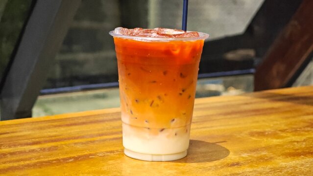 Iced Thai milk tea.