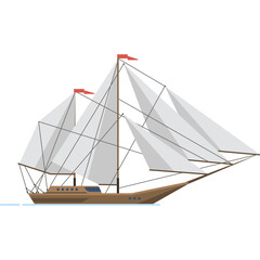 Pixel Art Sailboat With White Sails Flying On Transparent Background Nautical Transportation Concept