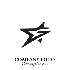 Obraz premium Minimalist Star Logo Symbol in Black on White Background – Modern Vector Shape for Branding & Design