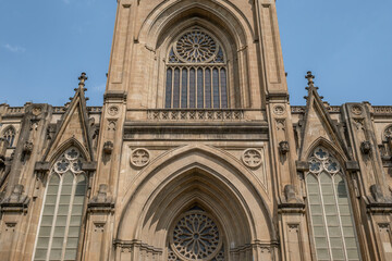 Neo Gothic Facade Detail of Maria Inmaculada Cathedral (Catedral Nueva) Vitoria Gasteiz