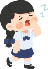 Illustration of Tired Girl Yawning