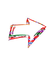 Colorful arrow drawn on a white background