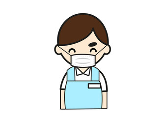 マスクをする男性介護士のイラスト