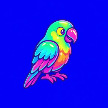 Colorful cartoon parrot illustration animation isolated asset, transparent 4K video, alpha channel, ProRes 4444