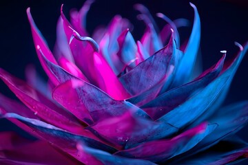 Vibrant Blue and Magenta Succulent Close-Up