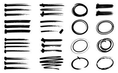 set of black and white grunge strokes